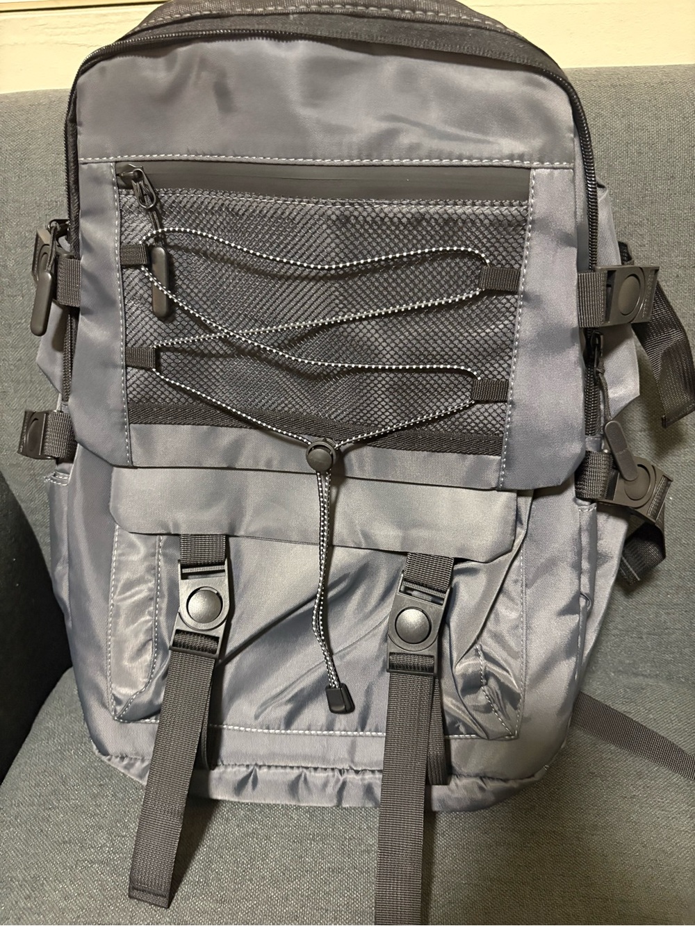 Men's Gray Tactical Backpack with Bungee Storage